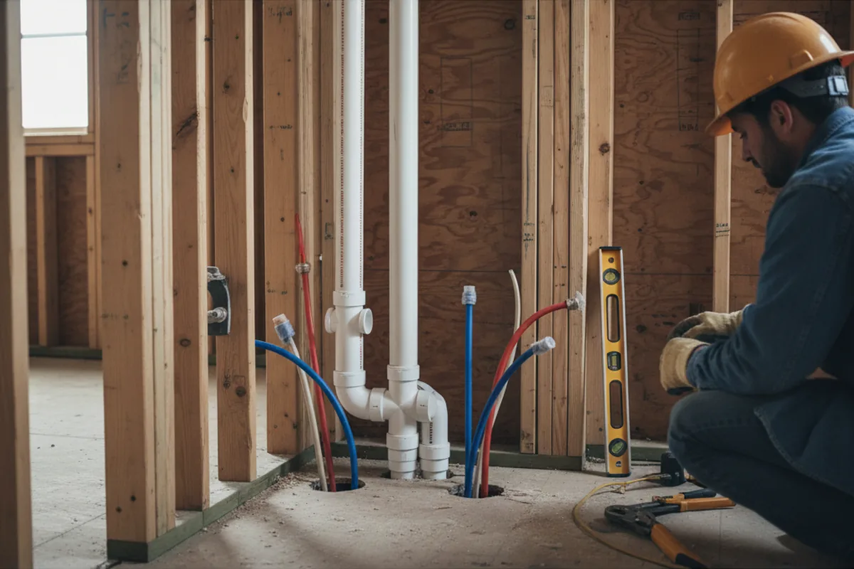 Drain and supply rough-in during Drain Cleaning in Mount Airy